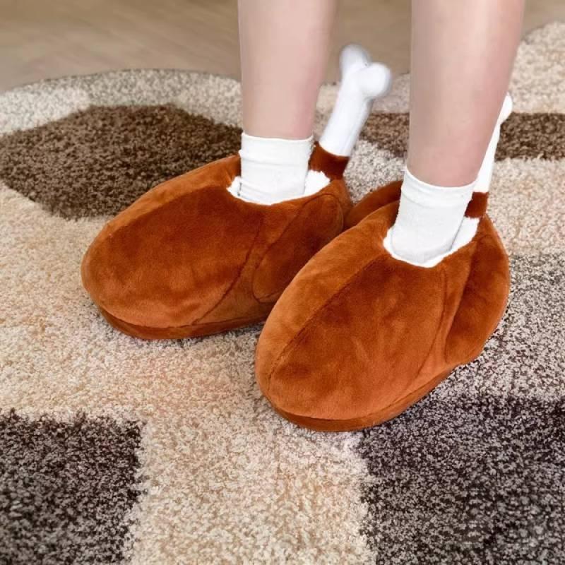 Entzückende Truthahnbein-Plüschpantoffeln für Thanksgiving, weiches Stofftier-Spielzeug für Kinder