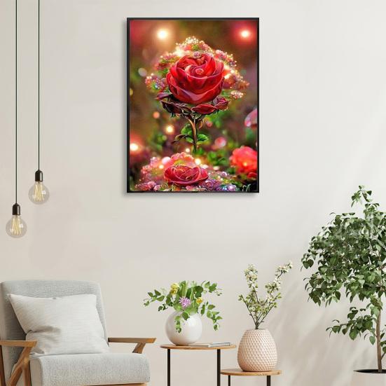 1 set Rose Flower Faux Diamond Painting Kit DIY Rhinestones Broderi Korsstygn Ritning Hemdekoration Faux Diamond Art Hantverksprojekt