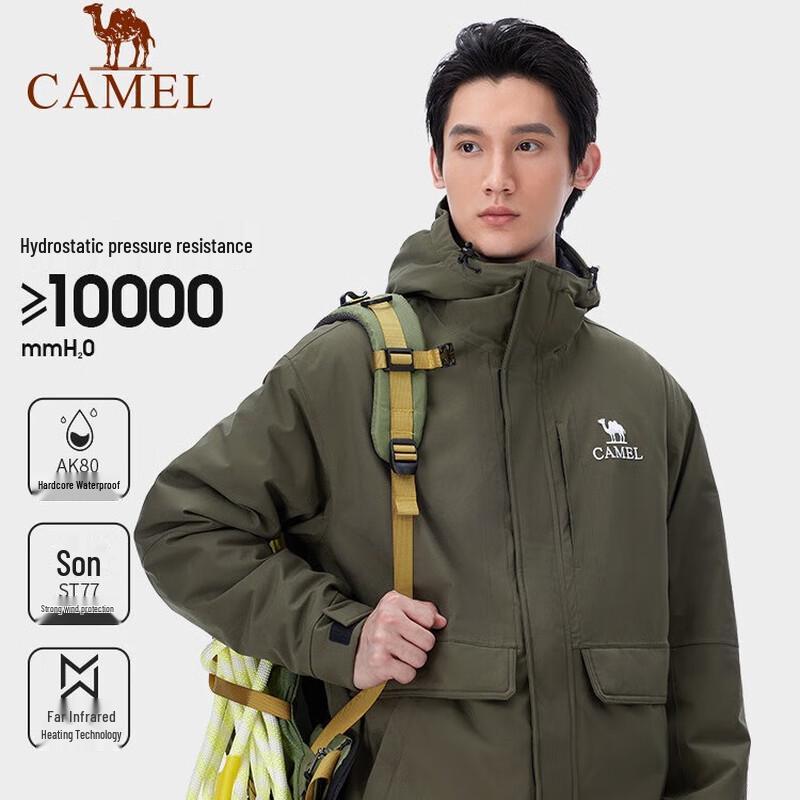 Camel Unisex Padded Waterproof Windbreaker Jacket