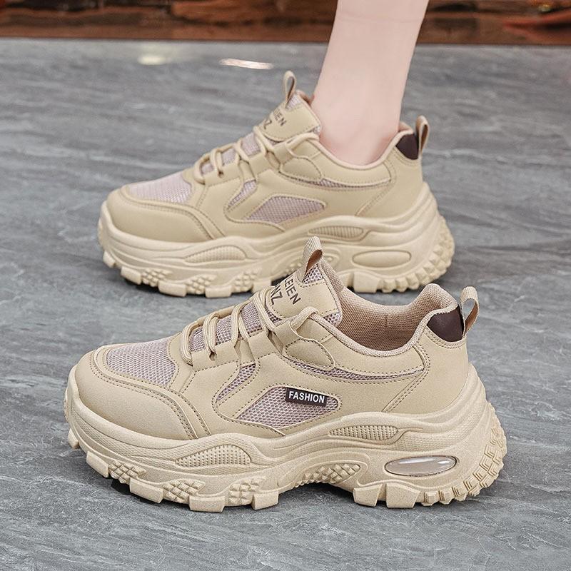 

Leather-faced Dad Shoes Women s Spring Black Non-tiring Work Non-slip Soft-sole Sneakers 40