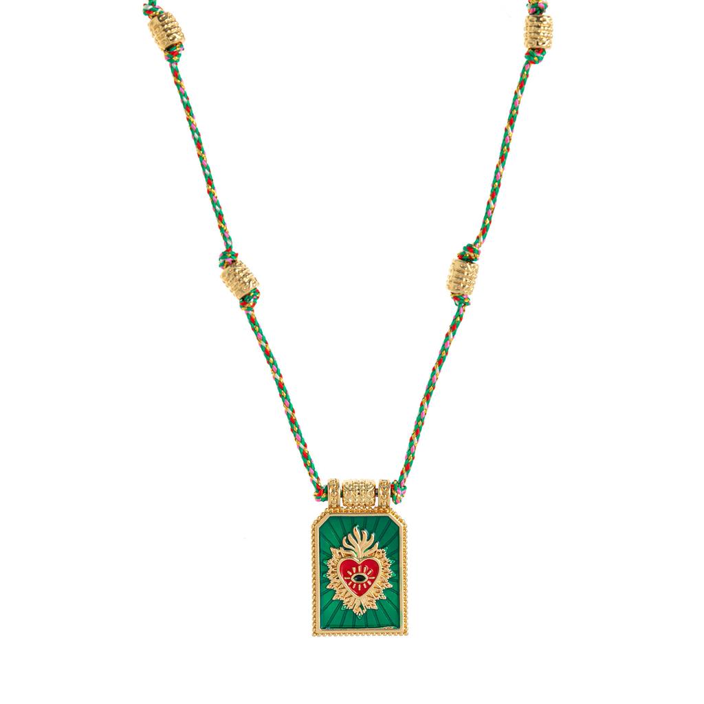 Stylish And Simple Color Rope Love Tarot Pendant Necklace Lucky Bead Chain Gold-Plated Color Retention