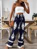2025 Trendy European-American Women's Printed High-Waisted Wide-Leg Pants