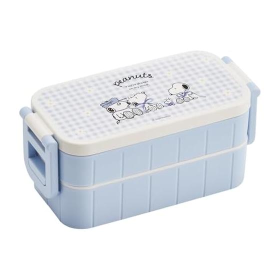 Skater Bento Box Lunch Box 2 Tiers 600ml Made in Japan Snoopy Blue Ribbon YZW3-A