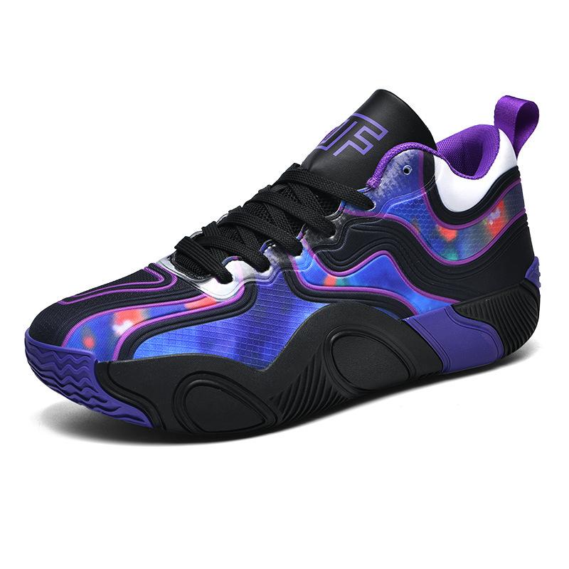 Basketball shoes youth boots new actual combat blue sneakers rubber sole training shoes men's medium and small shoes