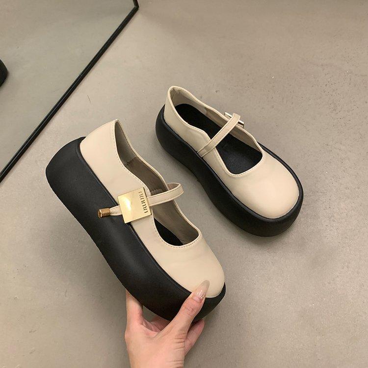 [Youshilai] Round Head Shallow Mouth Platform Loafers Women's Summer 2025 New Muffin Casual Versatile Single Shoes