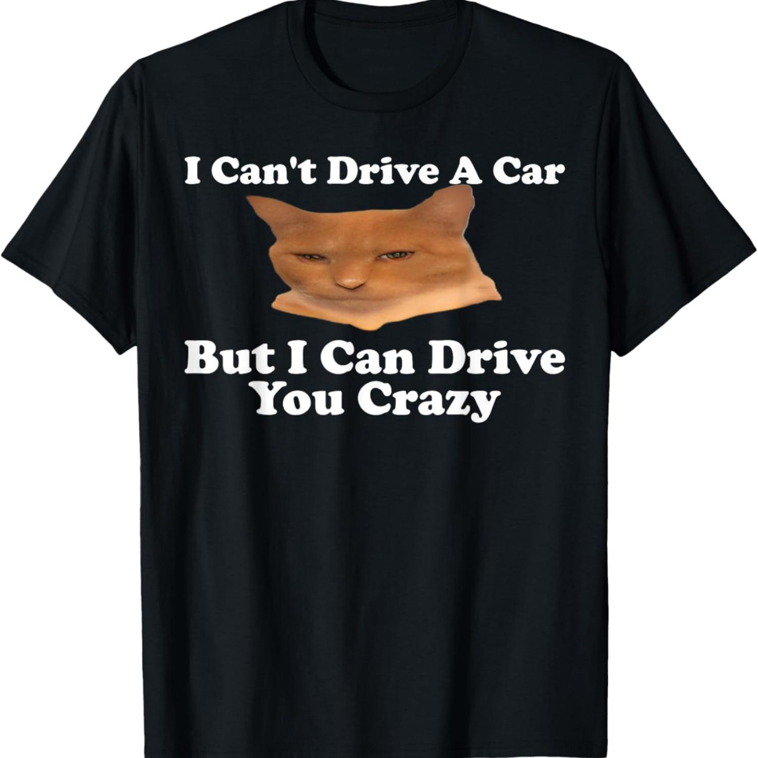 I Can t Drive A Car But I Can Drive You Crazy Cat Meme Gen-Z T-Shirt S чёрный