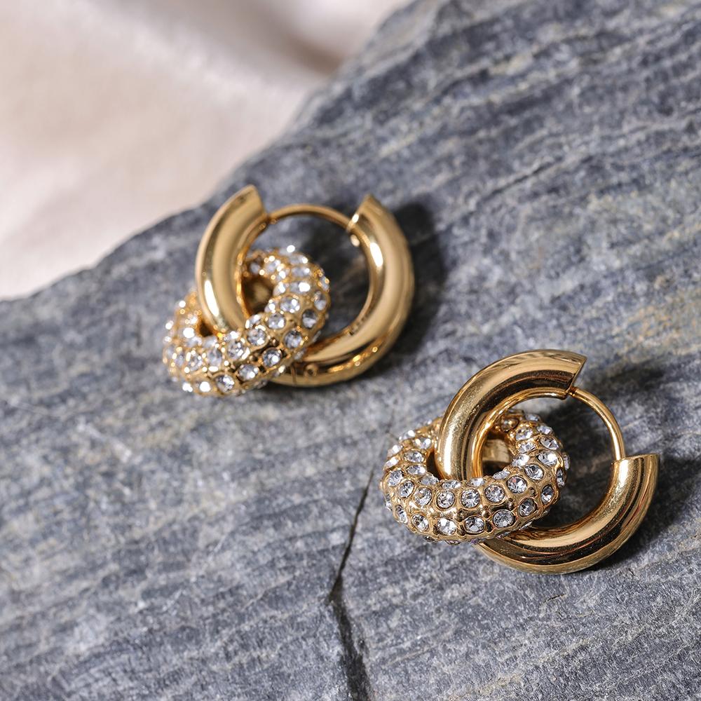 Eetit Нежные блестящие круглые серьги с кубическим цирконием из нержавеющей стали 18 — фото 7