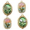 Monet Garden Oil Painting Pearl Pendant Keychain & Jewelry Set