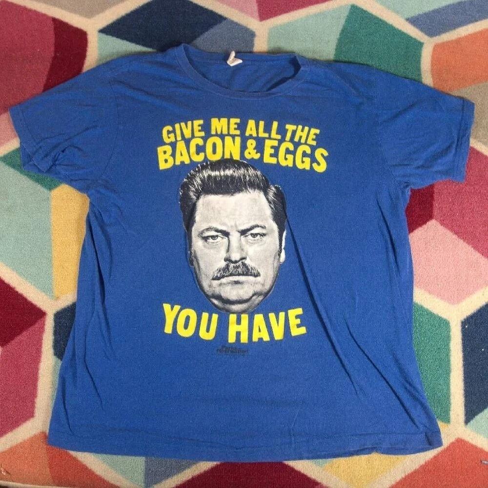 Parks & Recreation Give Me All The Bacon & Eggs T-shirt Size Large 2XL