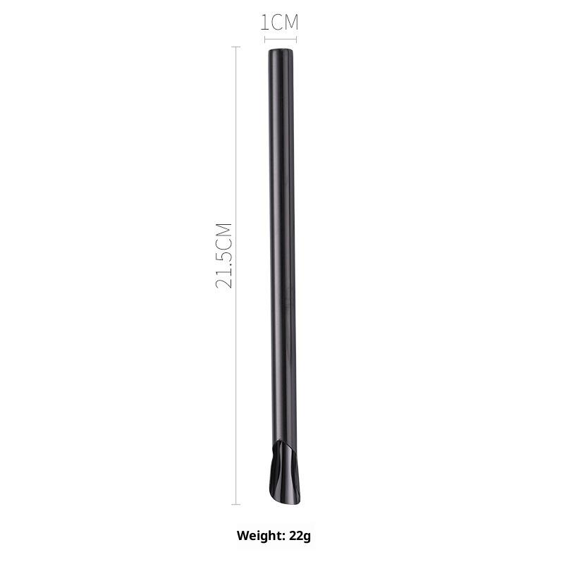 Reusable 304 Stainless Steel Straw Pearl Milkshake Bubble Tea Straw Stirring Smoothie Spoon Shaped Straw