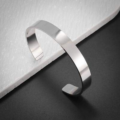Low Priced Simple Bracelet with Adjustable Opening C Shaped Bracelet Engraved Pattern Text Stainless Steel Bracelet