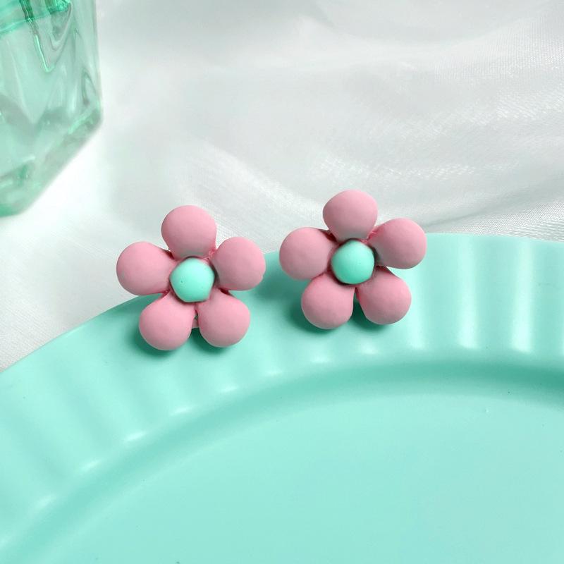 S925 Sterling Silver Acrylic Sunflower Stud Earrings - 2023 Cute Candy Color Flower Design