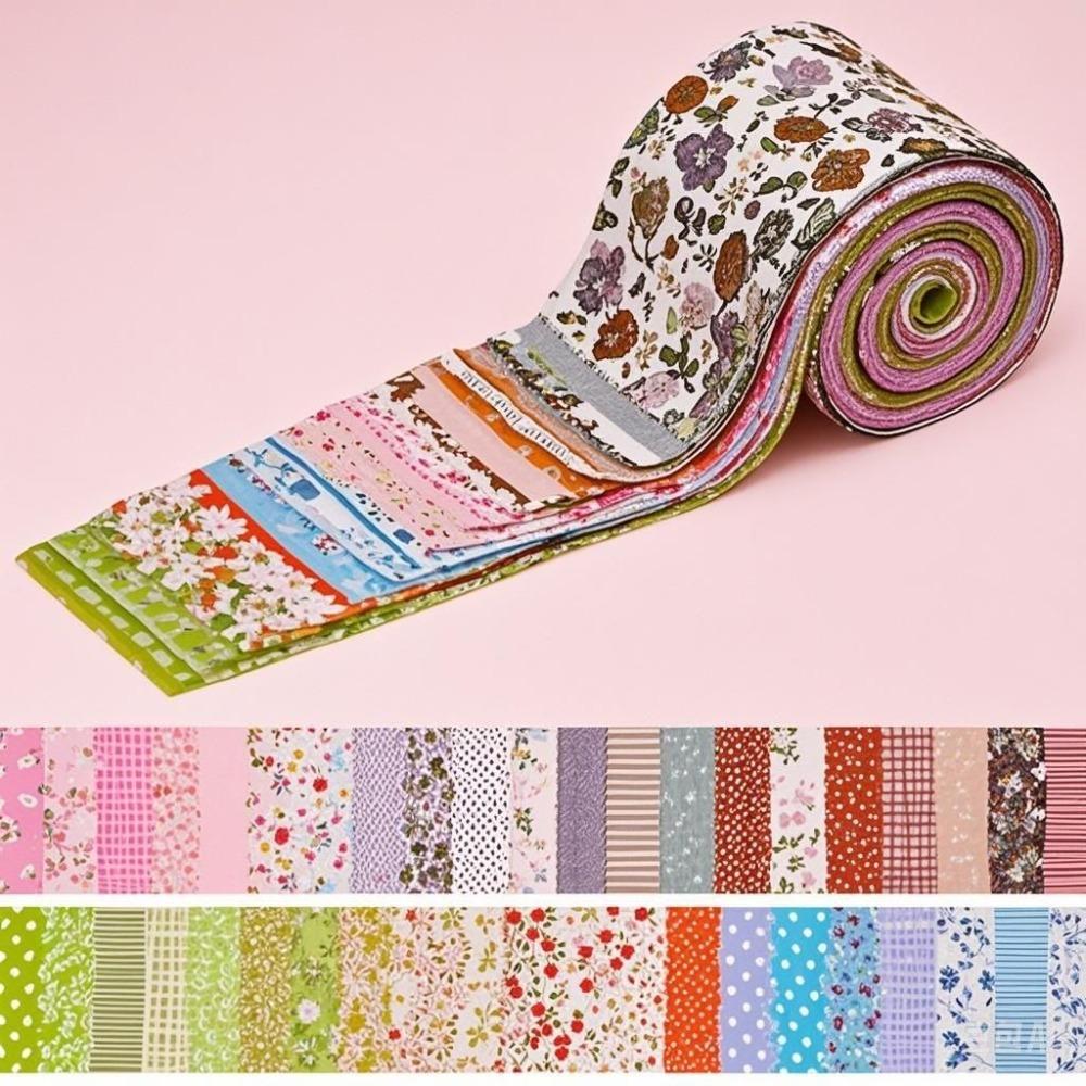 40Pcs Colorful Printed Precuts Fabric Jelly Rolls 6.5x50CM Cotton Patchwork Strips Sewing Material DIY Cotton Strip