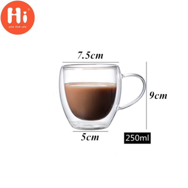Hi Double Wall Glass Tea Cup Heat Resistant Coffee Milk Mug Transparent Water Drinking Cup