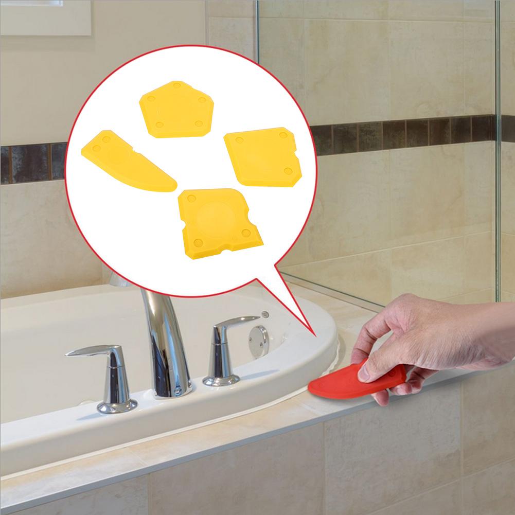 4PCS Caulk Tools Kit Silicone Glass Cement Scraper for Sealant Grout Finishing Sealing (Red)