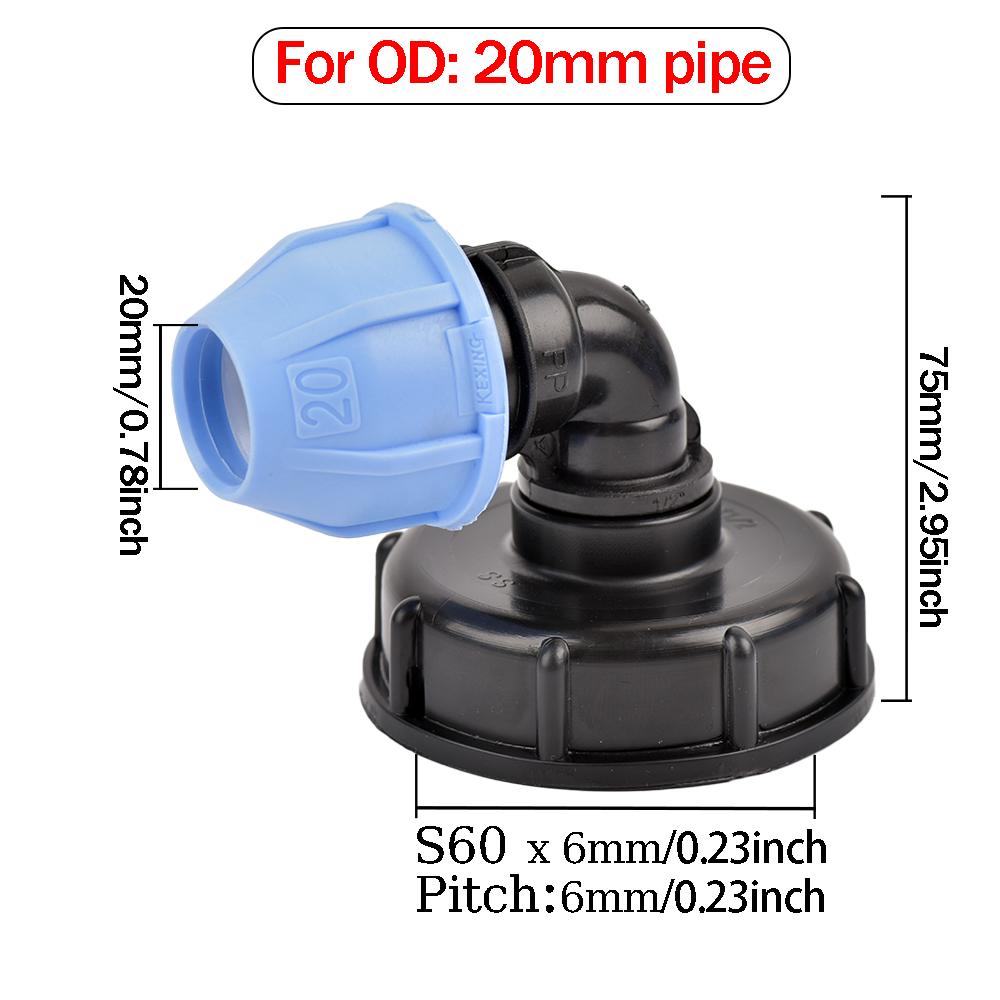 

Комплект адаптеров для бака IBC - прочные пластиковые соединители для труб из ПЭ/ПВХ для выходных отверстий 20/25/32 мм, колен и тройников для полива сада