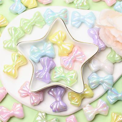 Candy Color 7Pcs 20.6*30mm Acrylic Bowknot Shape Loose Beads Handmade Handmade Material Phone Chain Making Creative Jewelry Accessories