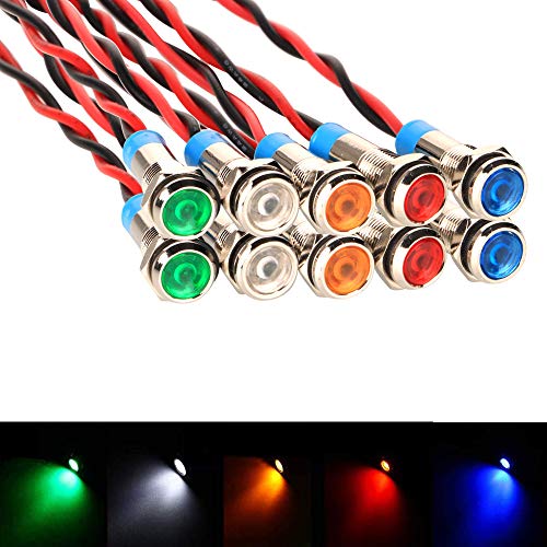 10 installed 6mmled metal indicator light 12V24V waterproof car marine panel light color