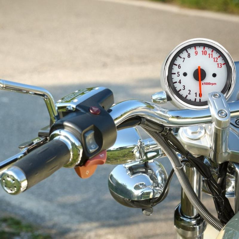 Edelstahl Tacho Motorrad Tachometer Motorrad Zubehör 13000 U/min Zähler mit LED-Hintergrundbeleuchtung Einfache Installation