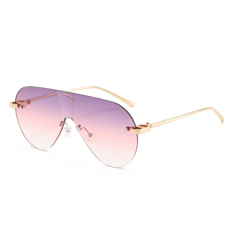 Frameless One-Piece Sunglasses: European & American Street Style, High-End Large Frame for Women Standard