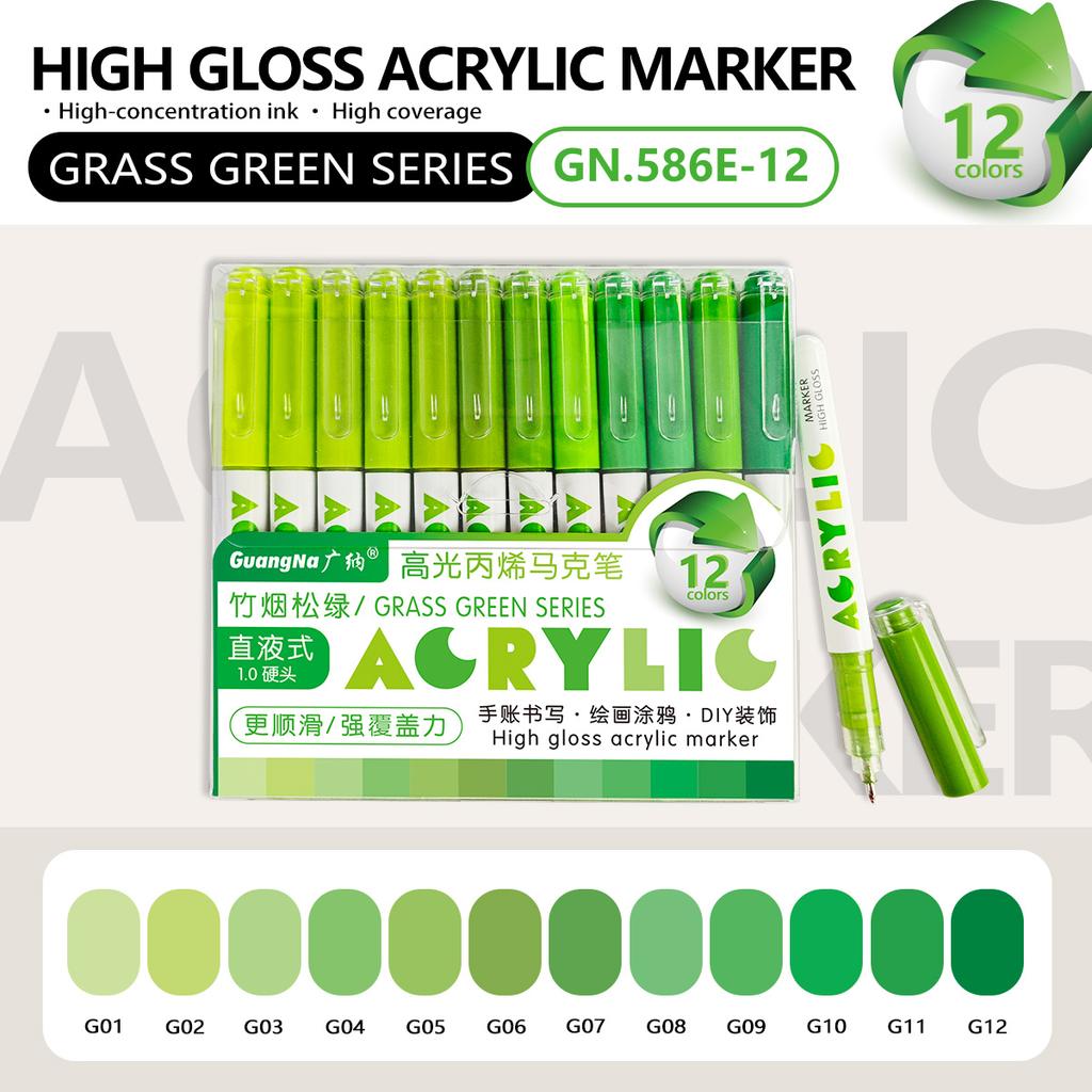 12 Colors Acrylic Paint Pens Markers Brush Tip Paint Markers For Rock Painting Wood Canvas Stone,Christmas Gift DIY Crafts