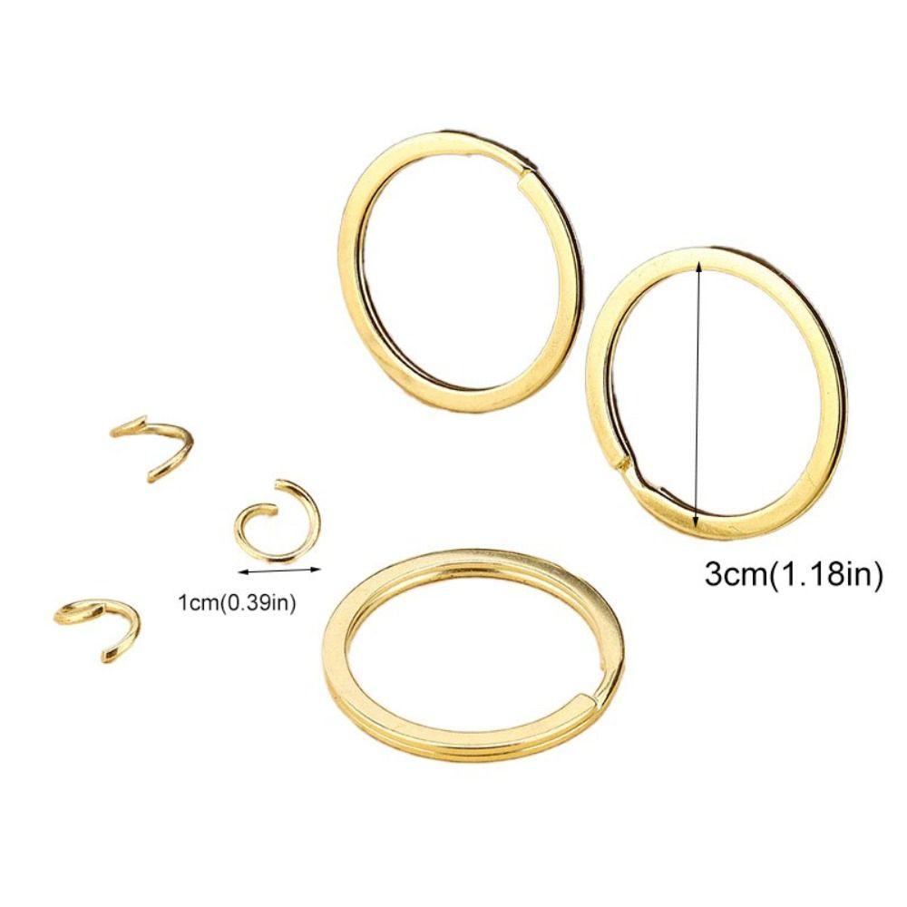 50pcs Polished Metal Keychain Rings Gold Keys Attachment Connecting Accessory Flat Key Rings  Car