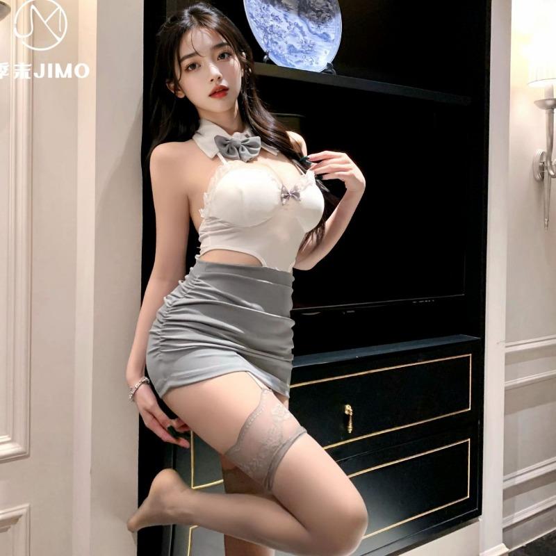 Sexy lingerie season end pure desire spice girl lace bow neck lapel sexy hollow backless slim fit
