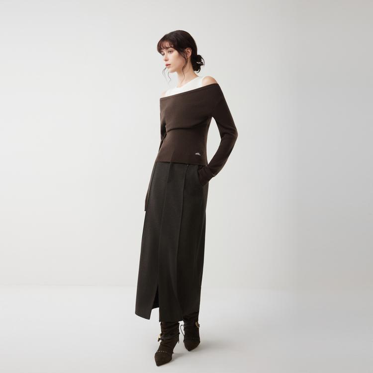 ELLE French Fashion Design Two-Piece Casual Loose Pullover Versatile Slimming Long Sleeve Knitted Sweater Women Sweater EZ53274
