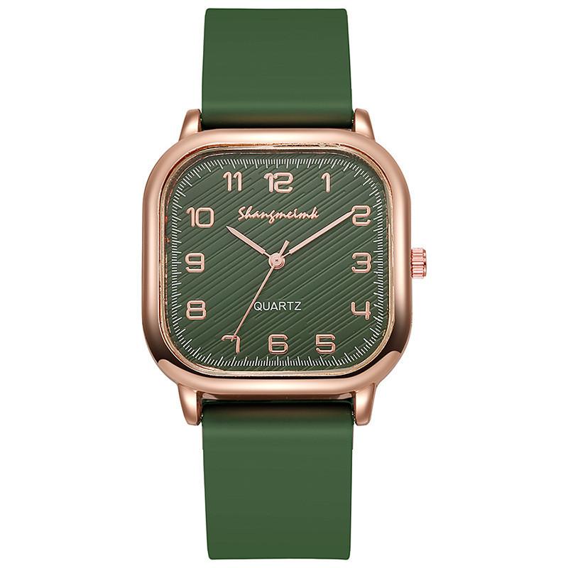 Fashion Silicone Strap Quartz Watch For Women With Mineral Glass And Square Face