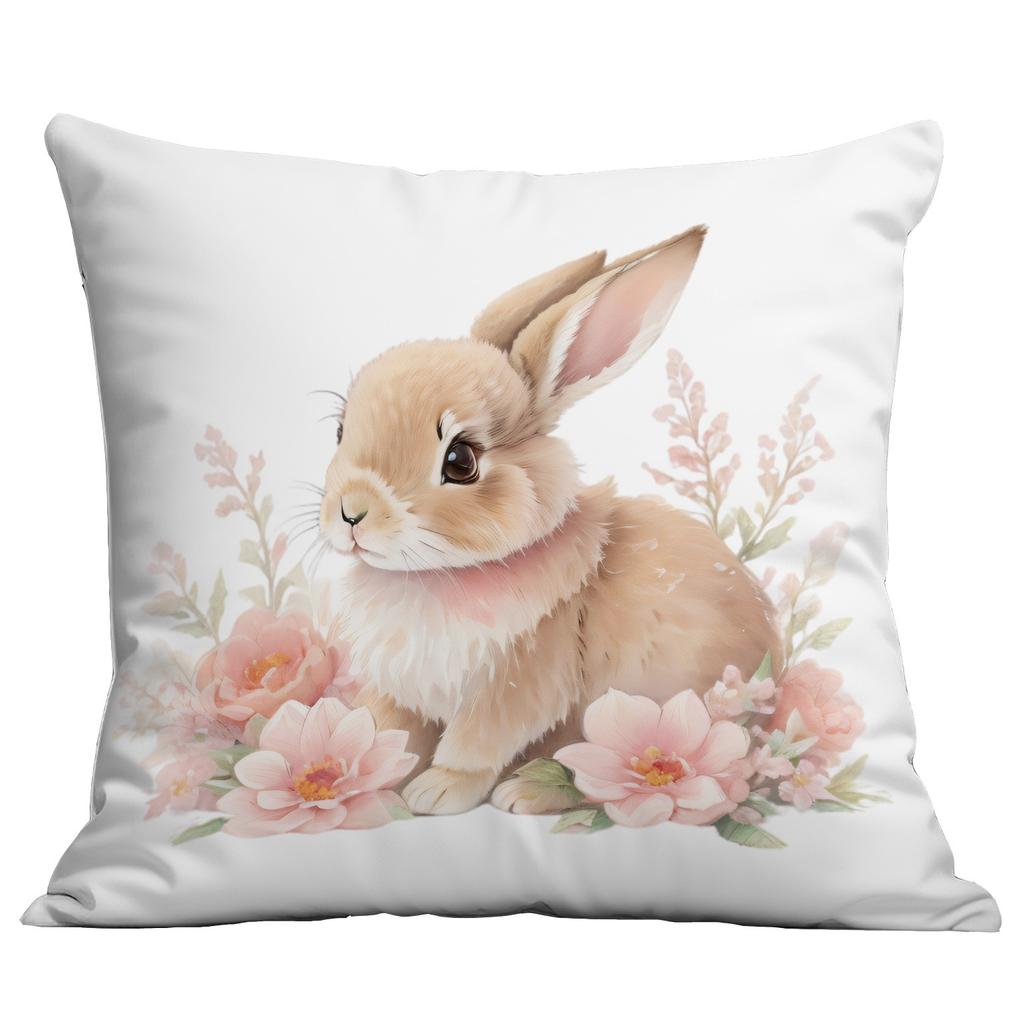 New Easter Pink Cute Rabbit Printed Pillow Cover Sofa Home Ornament Pillow Cover Premium Durable Quality Useful