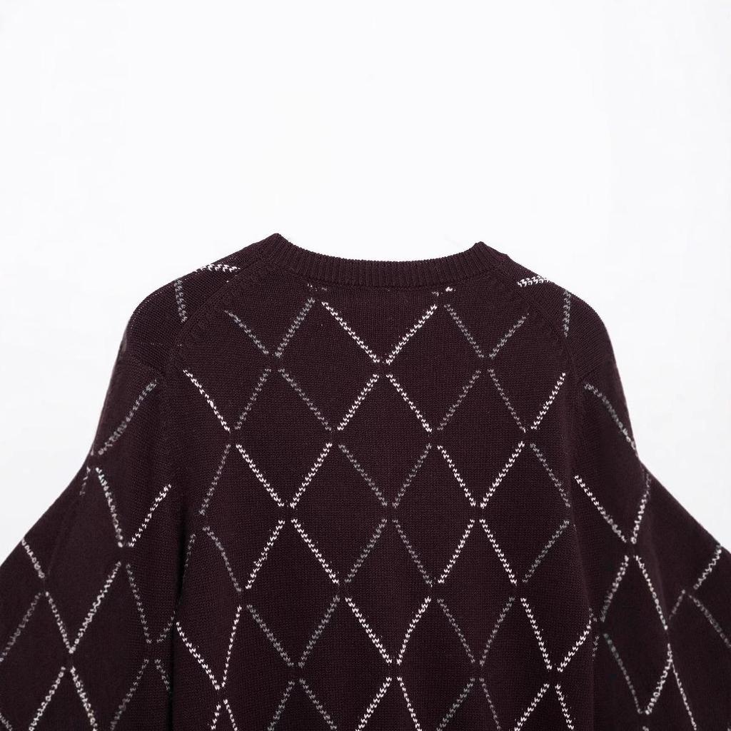 2025 Spring Women's Diamond Knit Cardigan Sweater - European & American Street Style Fashion