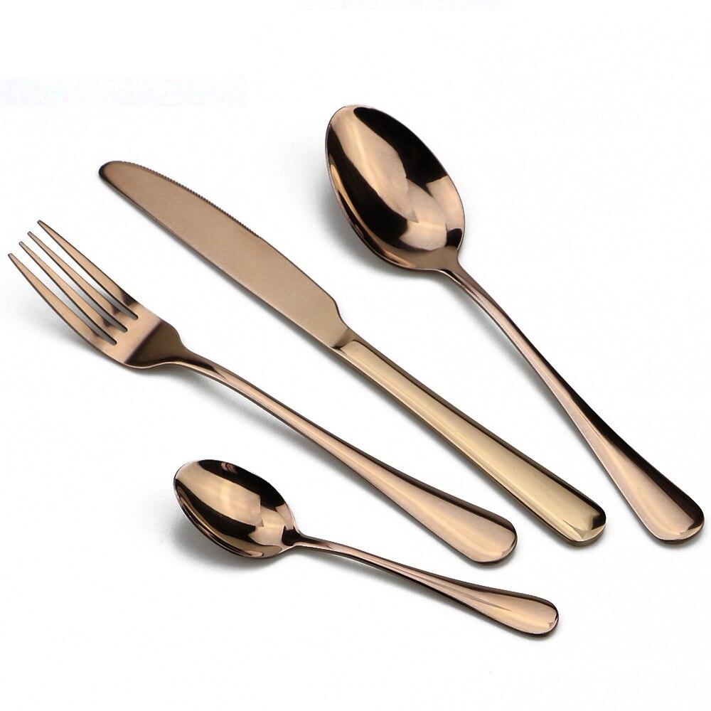 Set di Posate Arcobaleno Colorato Set di Posate in Acciaio Inossidabile 1/4 Pz Set di Forchetta e Coltello Nero Stoviglie Oro Argento Set per Cibo Occidentale