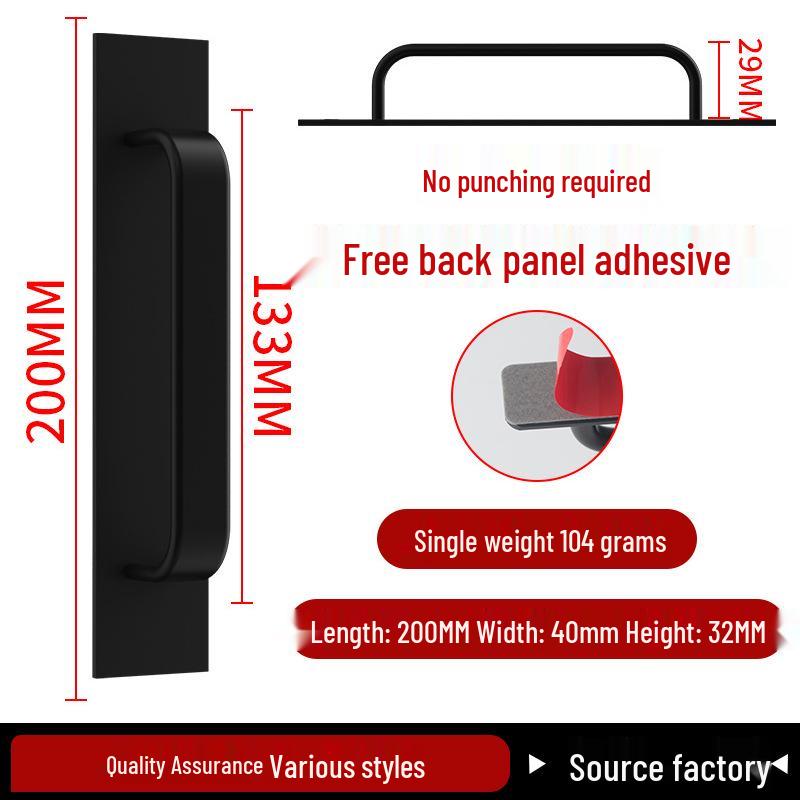 Aluminiumlegering Deurklink zonder Boren voor Glazen, Stalen, Kunststof Balkon-, Schuif- en Kastdeuren