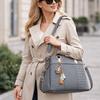 Fashion PU Leather Shoulder Bags Solid Color Large Capacity Embossed Crossbody Bag with Pendant Ladies Handbags