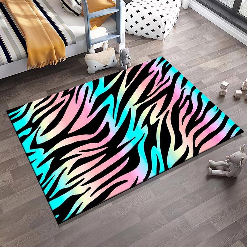 Colorful Zebra Print Gradient Carpet for Living Room or Bedroom Decor Suitable for use as an anti-slip for living room bedroom sofas