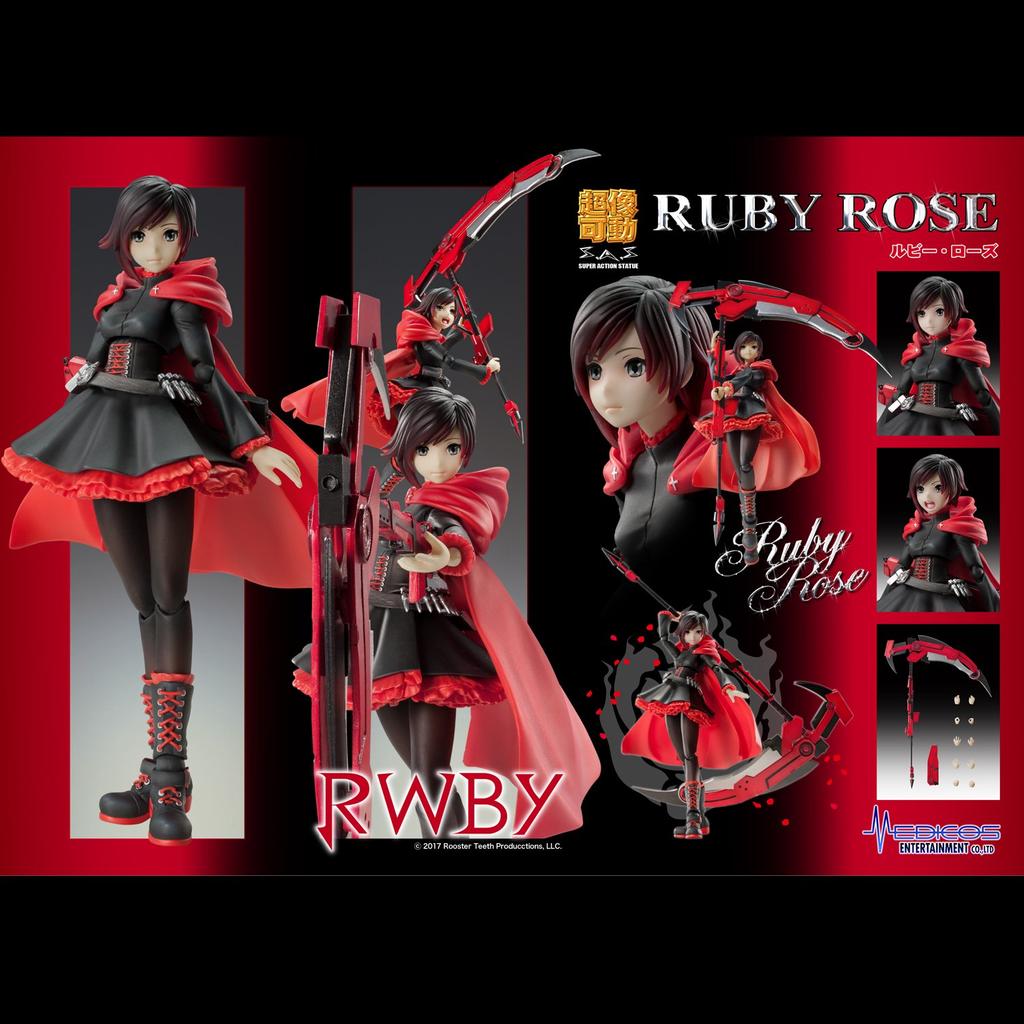 Super Action Statue RWBY PVC ABS Painted Movable Figure "Ruby Rose" &
