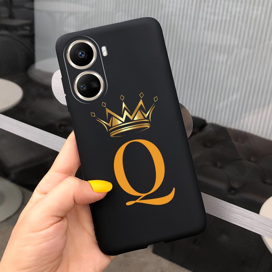 For Huawei Nova 10 SE Case BNE-LX1 BNE-LX3 Cute Initial Letters Cover Soft Silicone Phone Case For Huawei Nova 10 SE 10SE Bumper