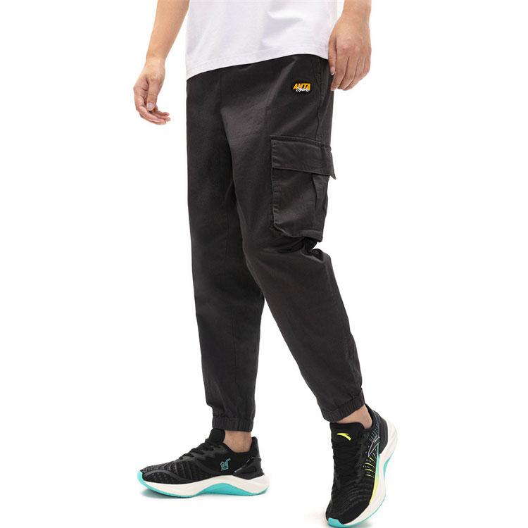 Anta Solid Color Multi-Pocket Loose Knit Sports Pants Men Bottoms Ink-Grey 152238516-2