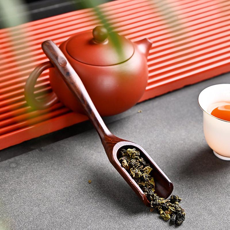 Hand Polished Vintage Ebony Tea Spoon Solid Wood Handle Durable Small Natural Tea Shovel for Home Coffee Bar