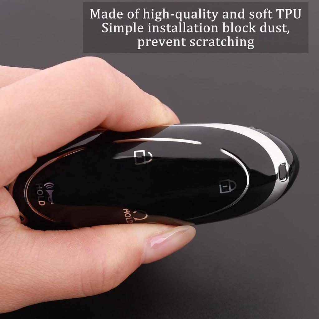 5-Button Key Fob Cover For Hyundai 2024-2025 Tucson Elantra Santa Fe Kona Sonata IONIQ, Protective Case With Anti-Loss Keychain, Black