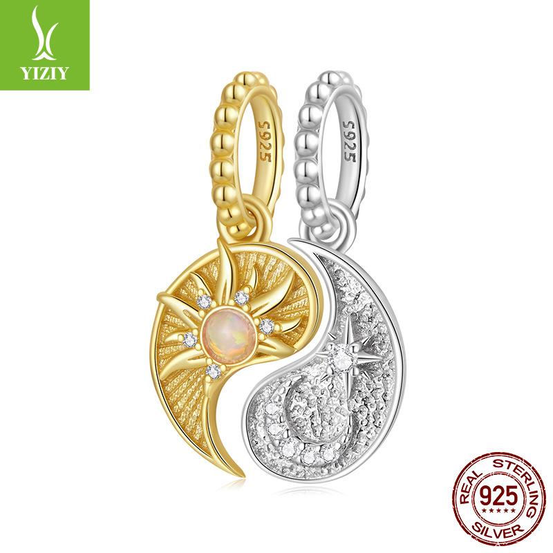 Tai Chi Gossip Sun And Moon Pendant Jewelry Accessories, Personalized Mysterious S925 Sterling Silver Lucky Beads