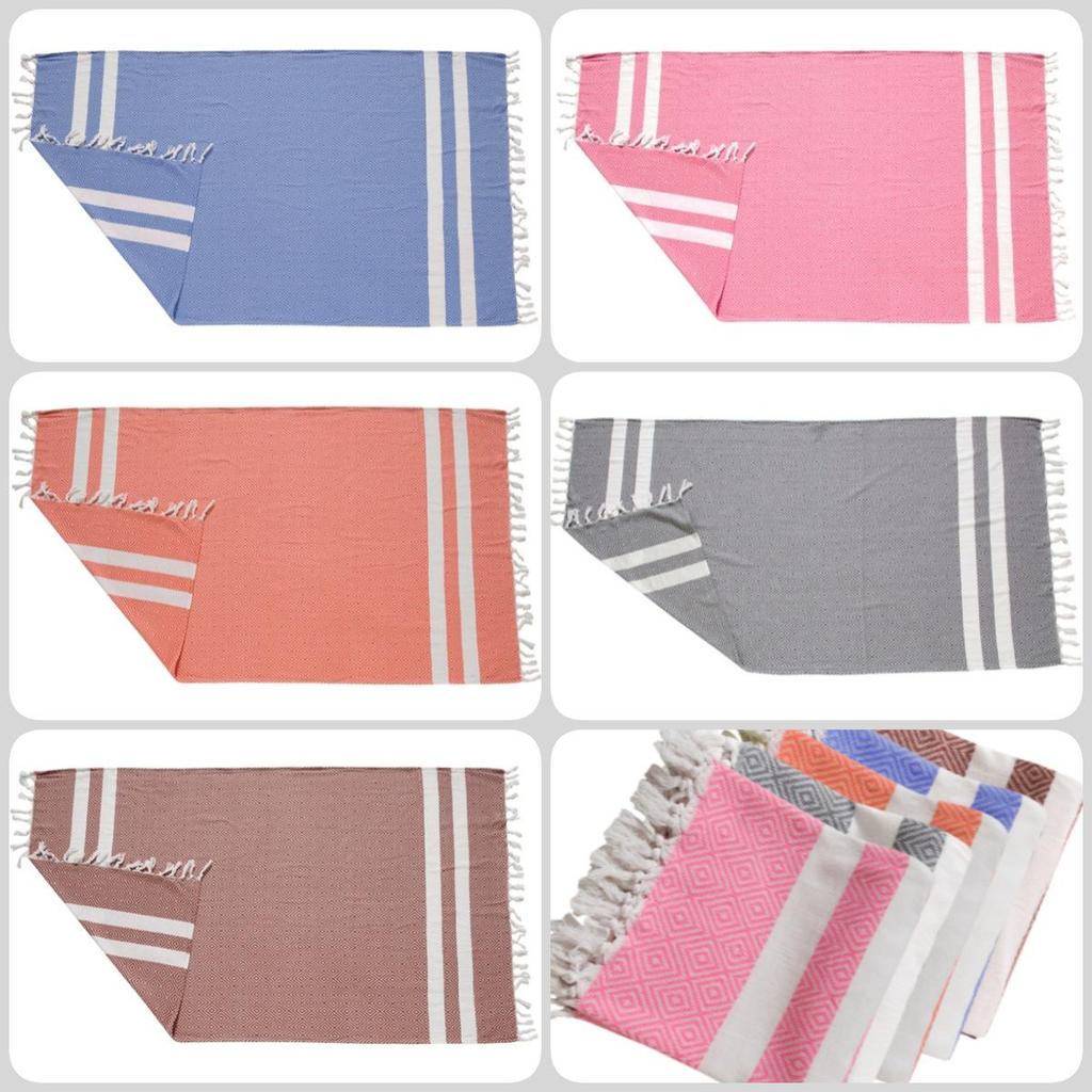 100% Cotton Striped Tassel Beach Towel - 30 Color Options