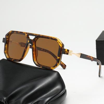 Retro Square Frame Sunglasses Punk Double Bridges Sunglasses for Men Brand Design Sun Glasses UV400 Fashion Cool Shades Women
