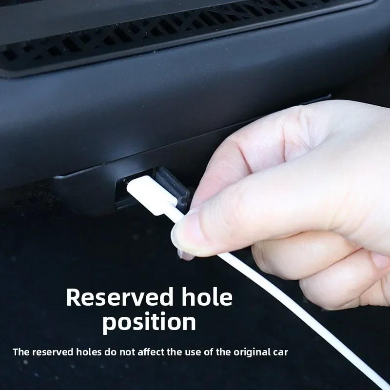QRZL4 For Tesla Model 3 Highland 2024 2025 Rear Center USB Protective Cover Modification and Rear Air Outlet Protective Car Sticker