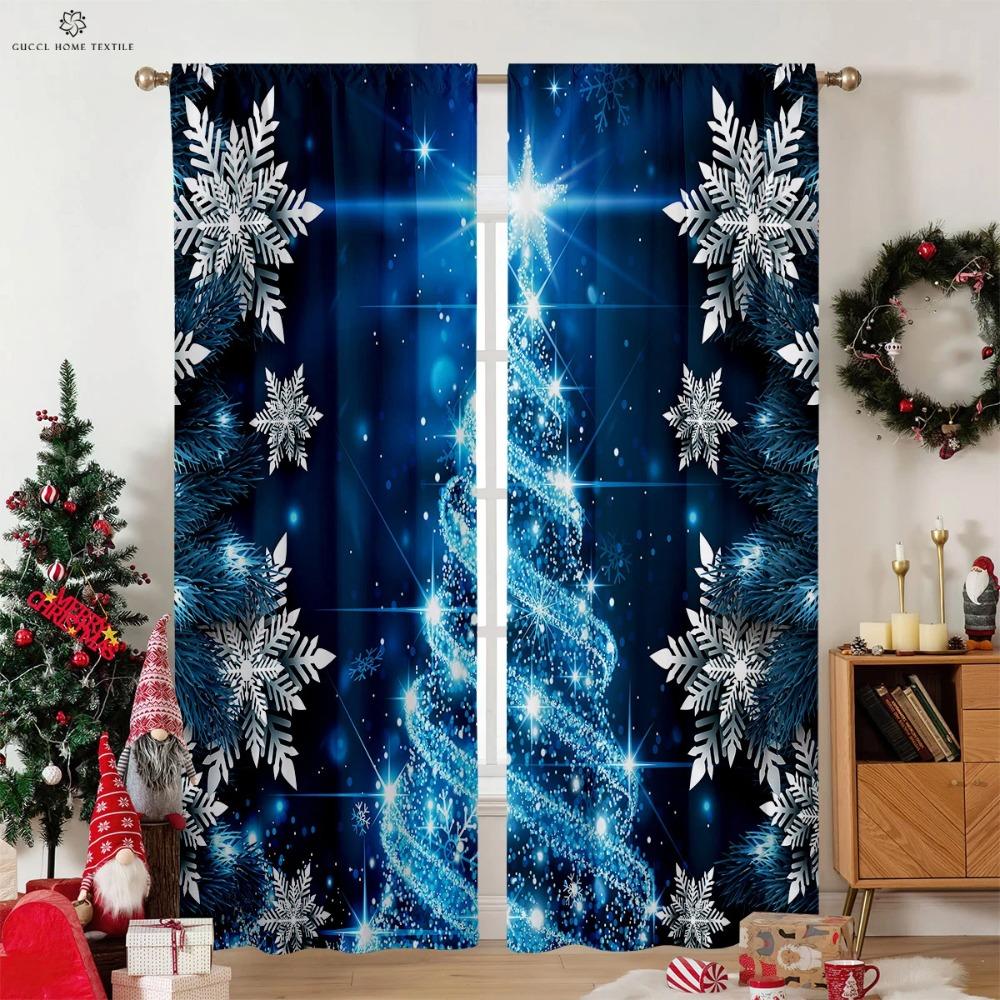 Merry Christmas Window Curtain Rod Pocket Perfect for Bed Room Living Area Outdoor Decorationation Can Be Customized Quality