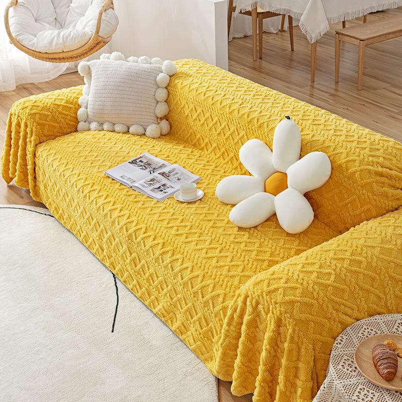 Sofa Cover Cloth Plush Autumn and Winter New Milky White Sofa Cover Slipcover Four Seasons Universal Seat Cushions Full Cover Cloth