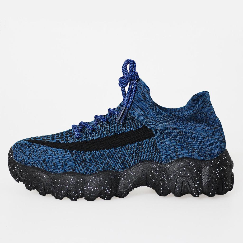 Plus Size Breathable Flyknit Sock Sports Shoes for Men - Lace-up Casual Running Shoes