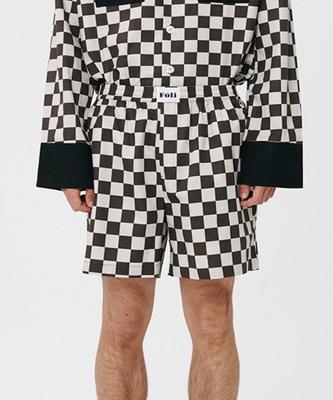 [Poly] Zwarte Geruite Pyjamabroek voor Mannen [Verzonden vanuit Korea] 100% Authentiek