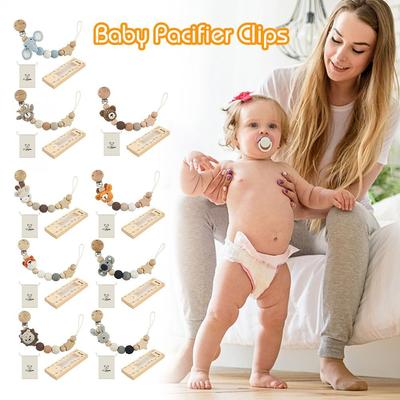 Storage Bag Beech Wood Teething Toys Dummy Holder Baby Pacifier Clips Pacifier Holder Soother Chain