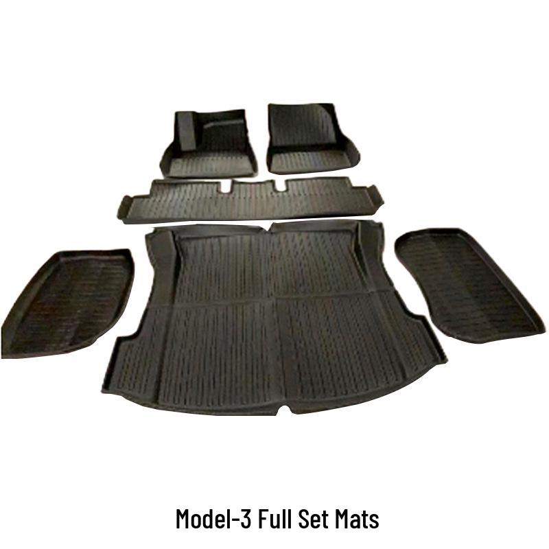 TPE Car Floor Mats for Tesla Model 3 (2021-2023) - Includes Front and Rear Trunk Mats, Thermoformed Design
